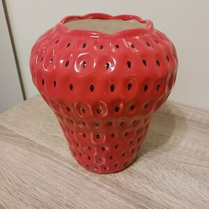 Strawberry-Inspired Red Vase